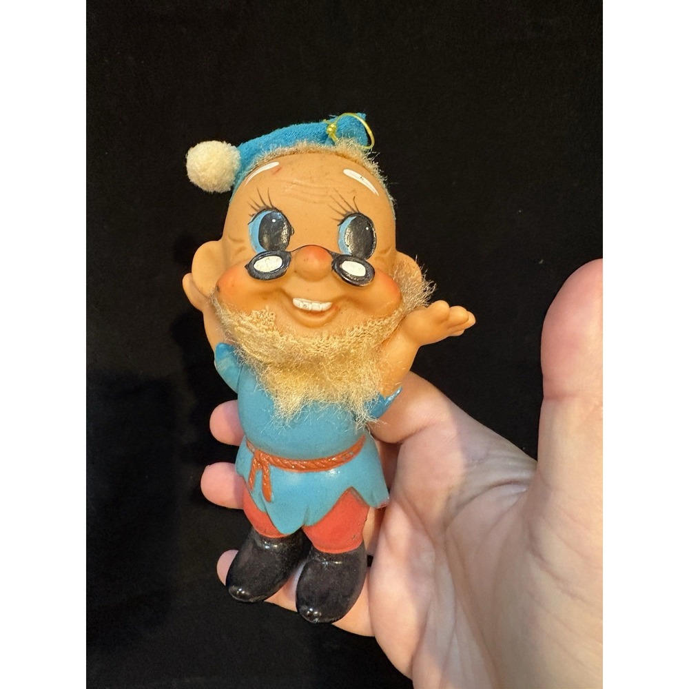 Gnome Elf  5" Doll Japan Vintage 1950s Christmas Ornament Rubber